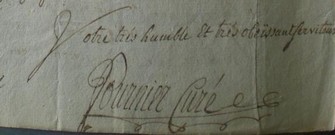 Signature du cur� Fournier