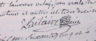 Signature du cur� Hilaire