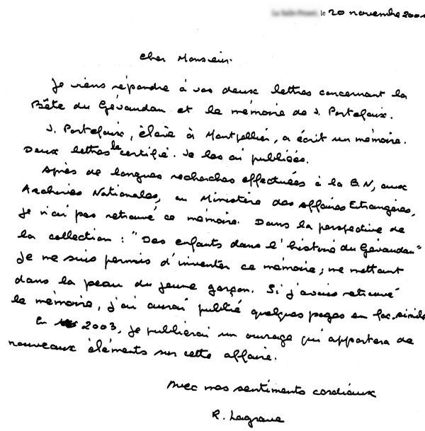 Lettre de Roger Lagrave