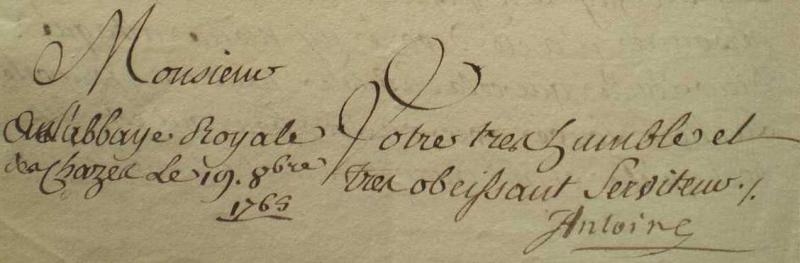Signature de Fran�ois Antoine